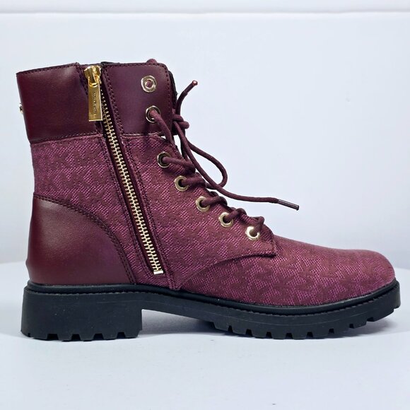 MICHAEL Michael Kors Alistair Booties Combat Boot 8 Red Burgundy New - Picture 2 of 7